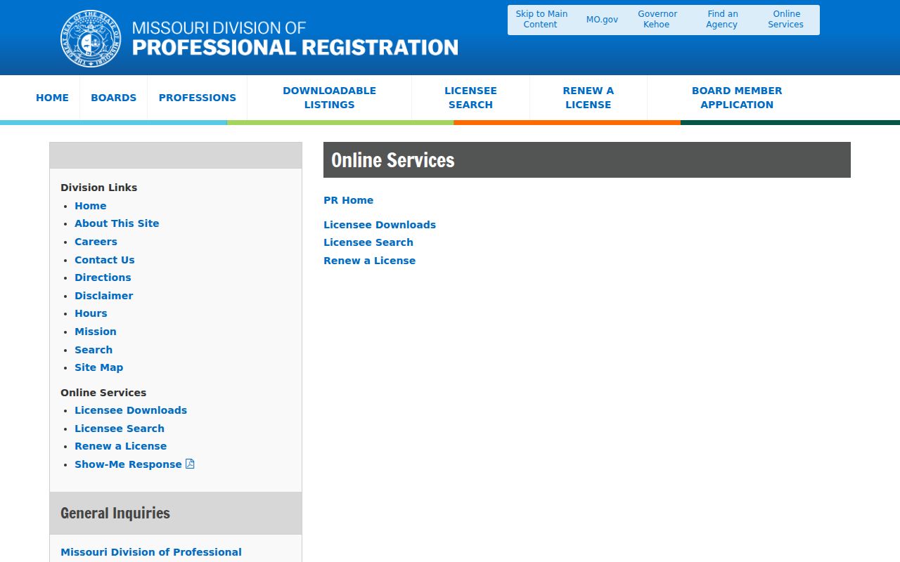 St. Charles residents directory Missouri professional license search resource