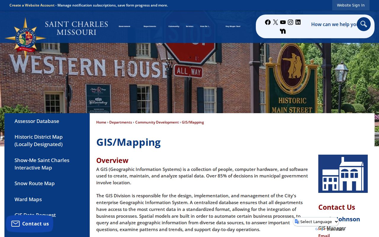 St. Charles city directory address context through city GIS and historic mapping